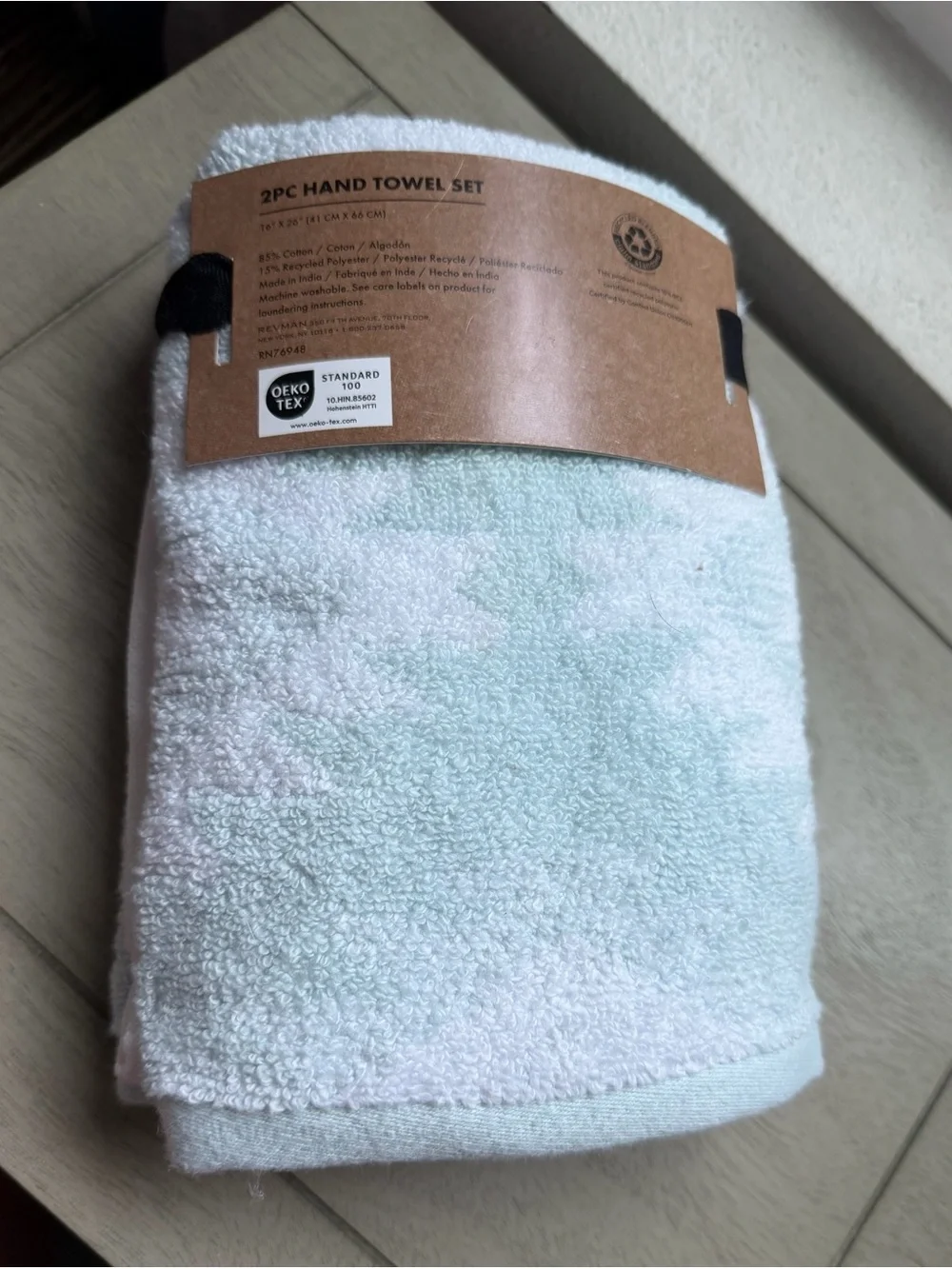 Wrangler Mint Green and White 2-Piece Hand Towel Set